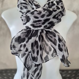 Foulard imprimé léopard noir et blanc