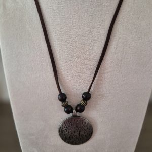 Collier vintage perle marron