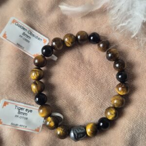 Bracelet Adaptatif -  Œil de Tigre -Obsidienne Noire