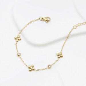 Bracelet Fleur Dorée & Cristaux